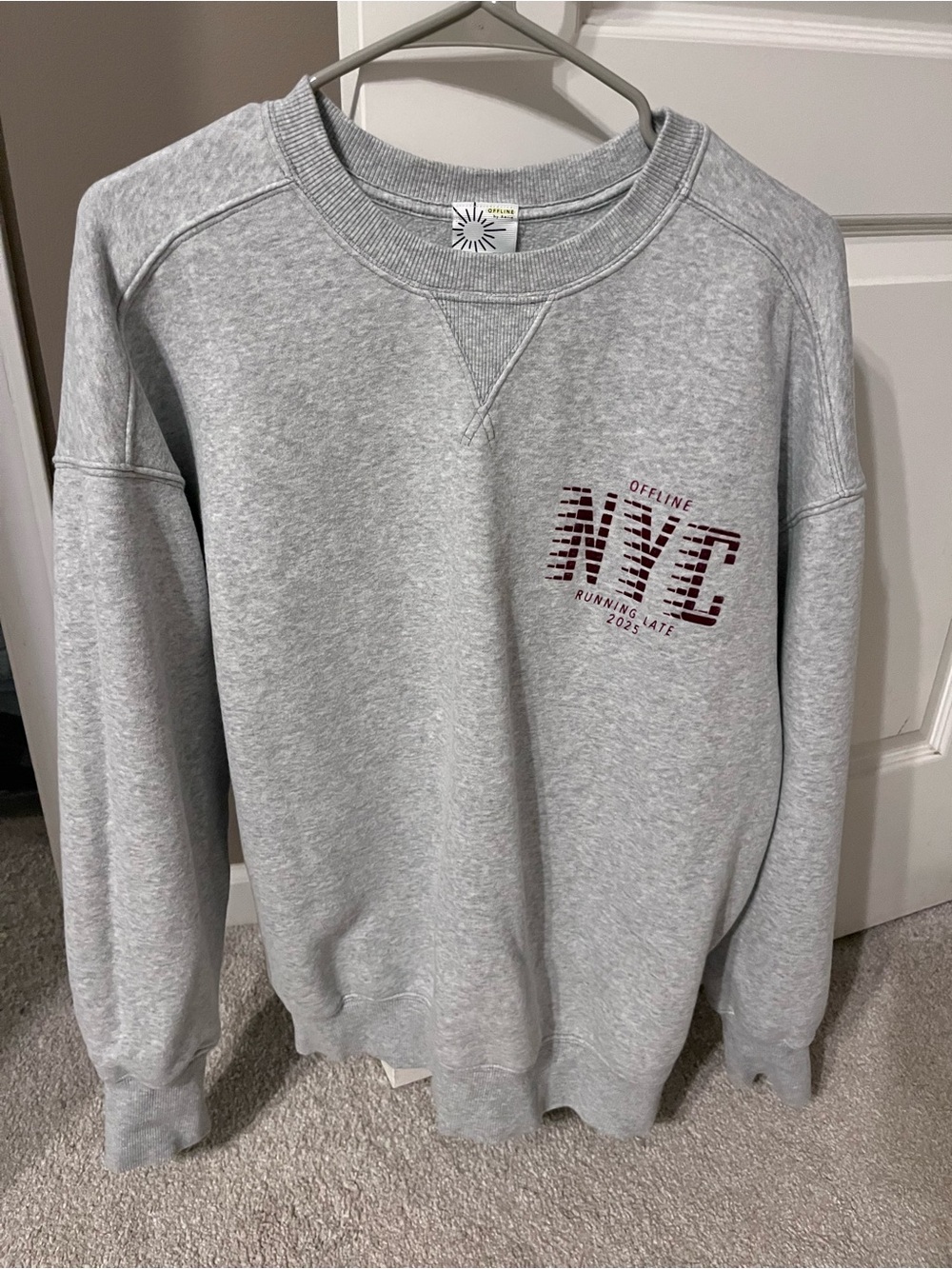aerie Heather Gray NYC Logo Crew Sweatshirt